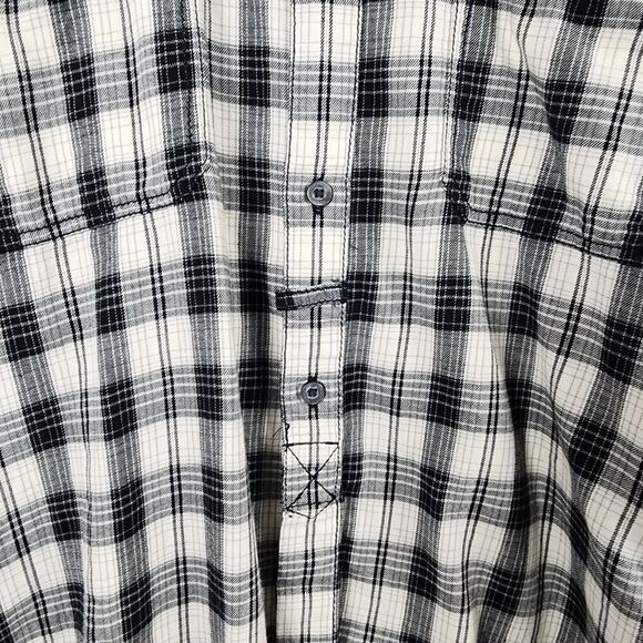 Hilfiger Denim Plaid Button Down Shirt Black White Size Large - Picture 11 of 11
